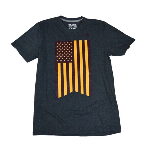 Adidas Go-To Performance Tee Men’s M Gray USA Flag ASU Sun Devils Football Shirt - Picture 1 of 7